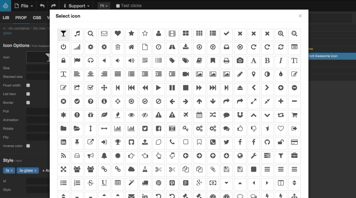 Font Awesome plugin | Pinegrow Web Editor