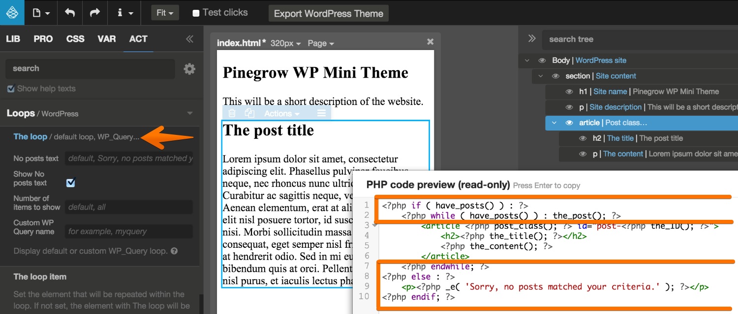 Creating WP Themes | Pinegrow Web Editor