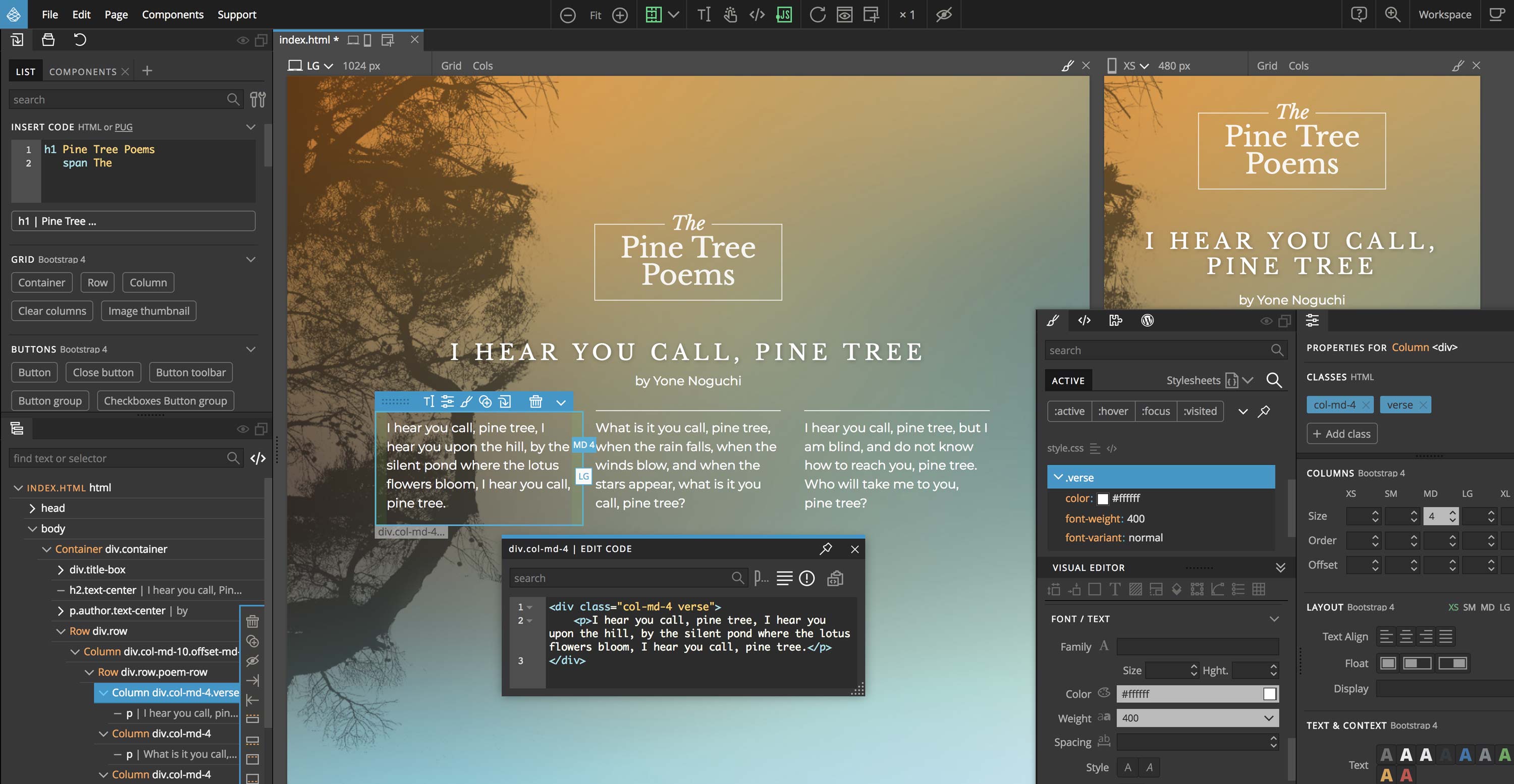 Pinegrow, construtor de site visual para profissionais.
