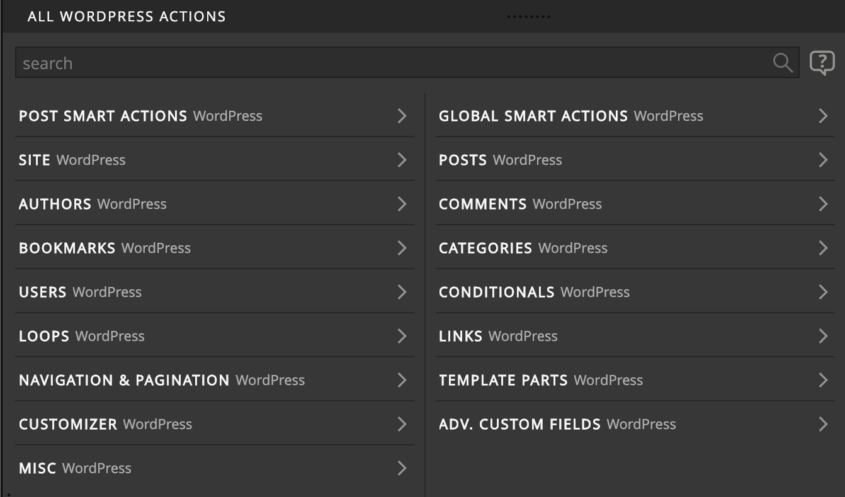 More than 200 WordPress actions.