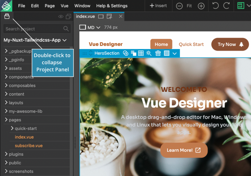 Vue Designer | A Visual IDE for Vue Apps | Pinegrow Web Editor