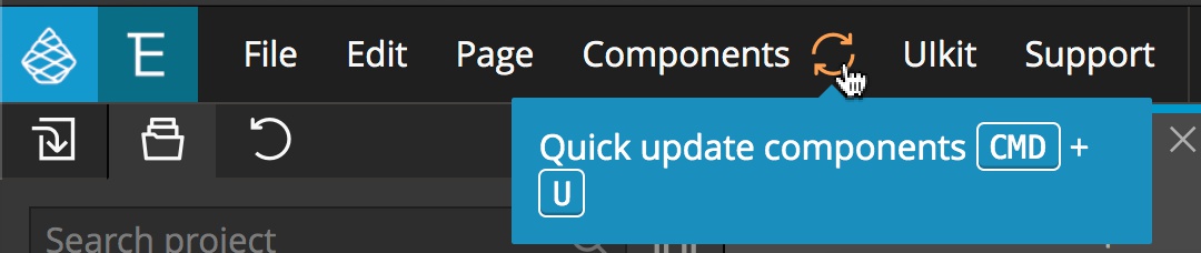 Screenshot of the Project/Component update button