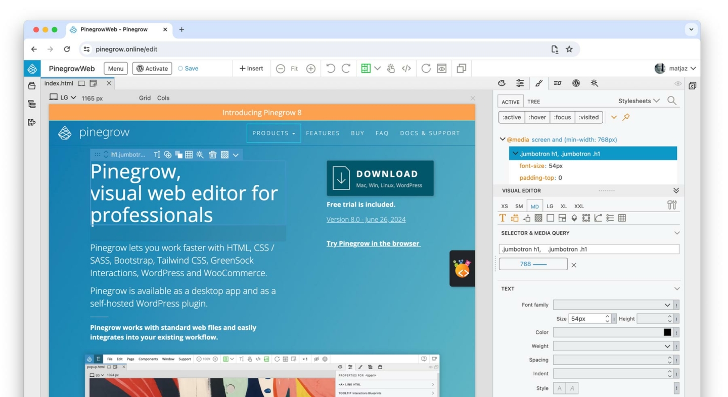 Edit local projects with Pinegrow Online | Pinegrow Web Editor