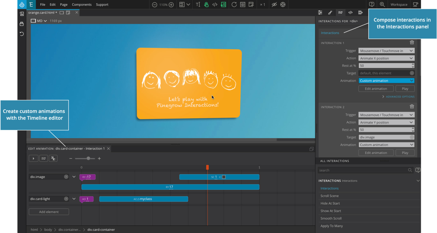 Introducing Pinegrow Interactions | Pinegrow Web Editor