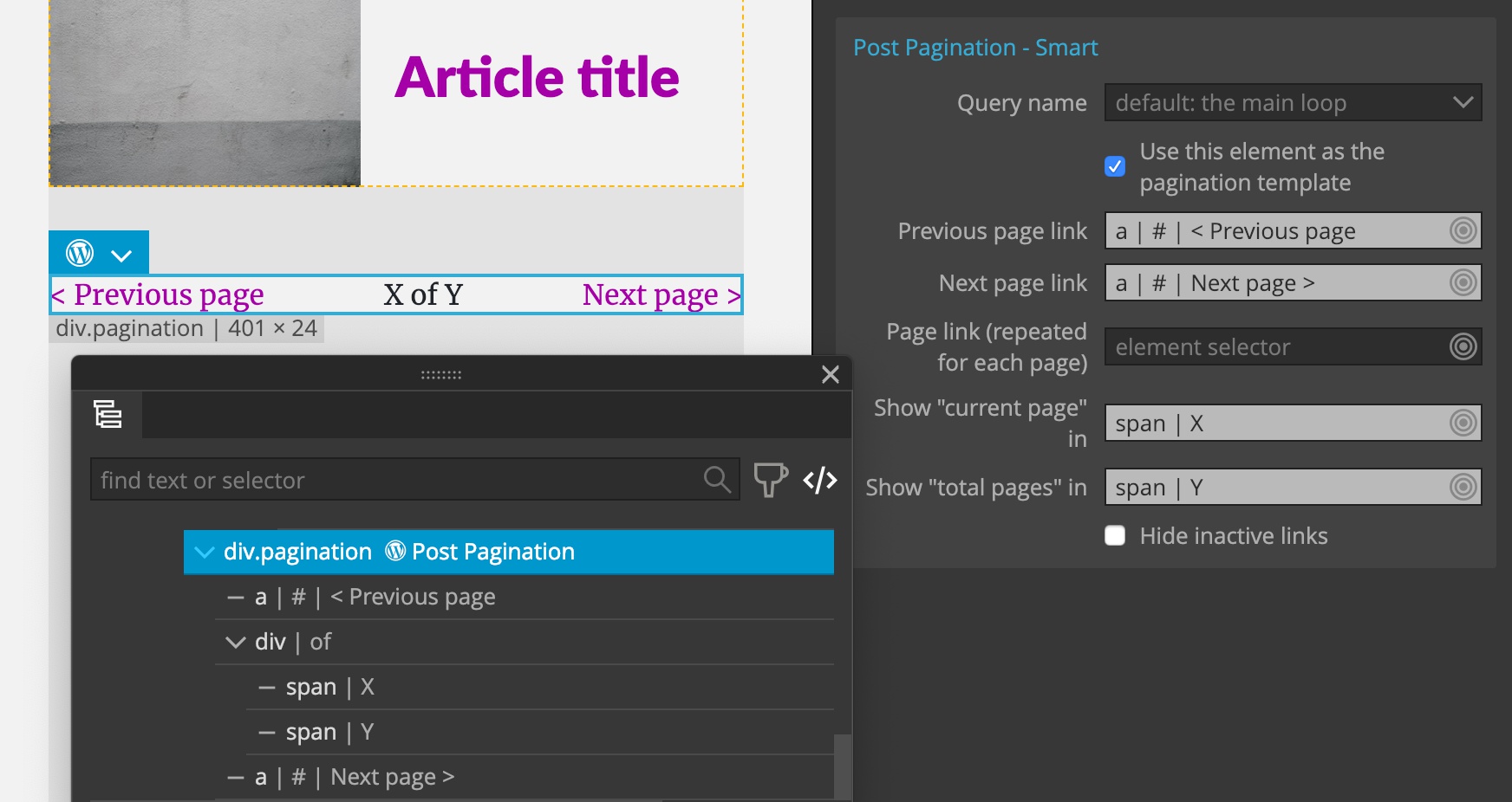 Displaying custom pagination.