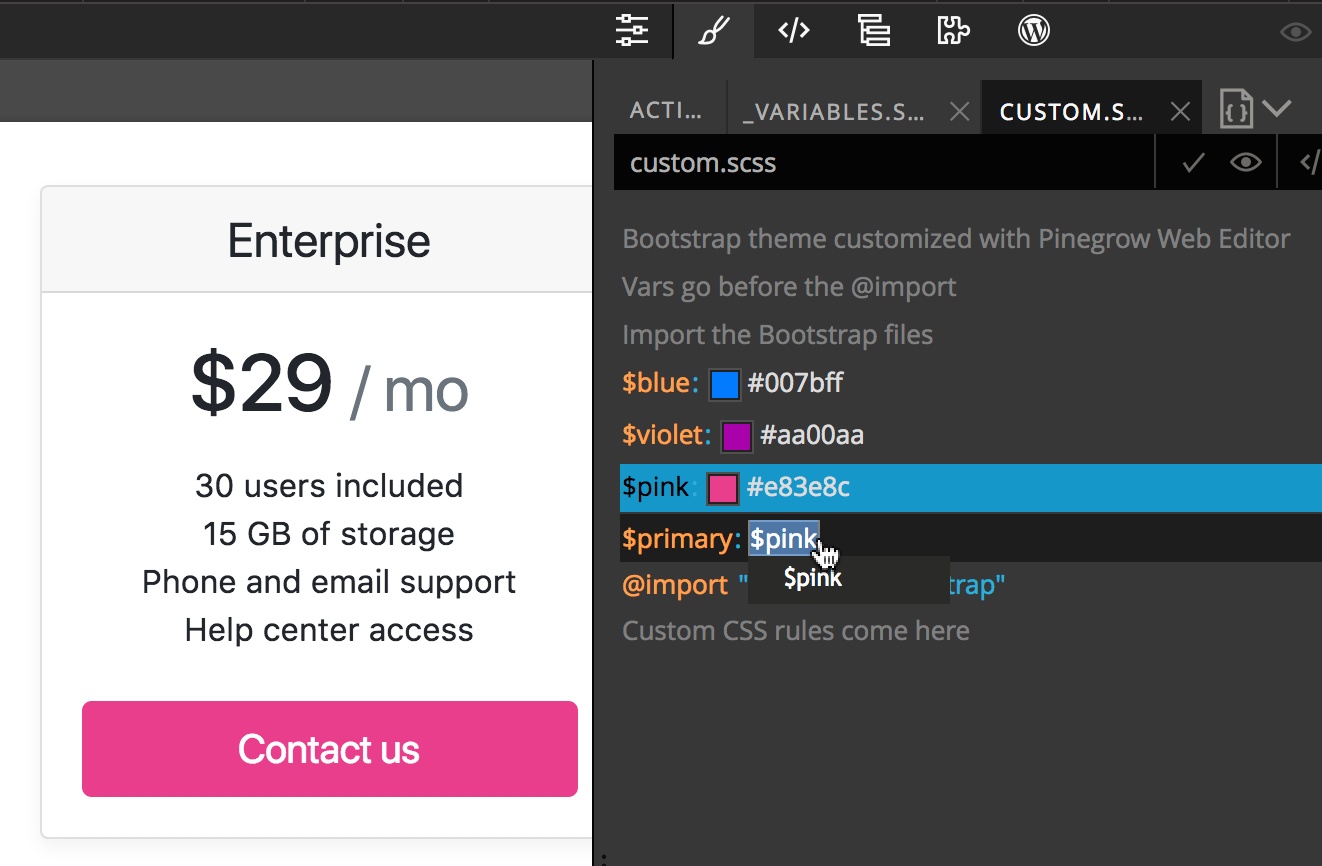 Customize Bootstrap 4 Themes | Pinegrow Web Editor