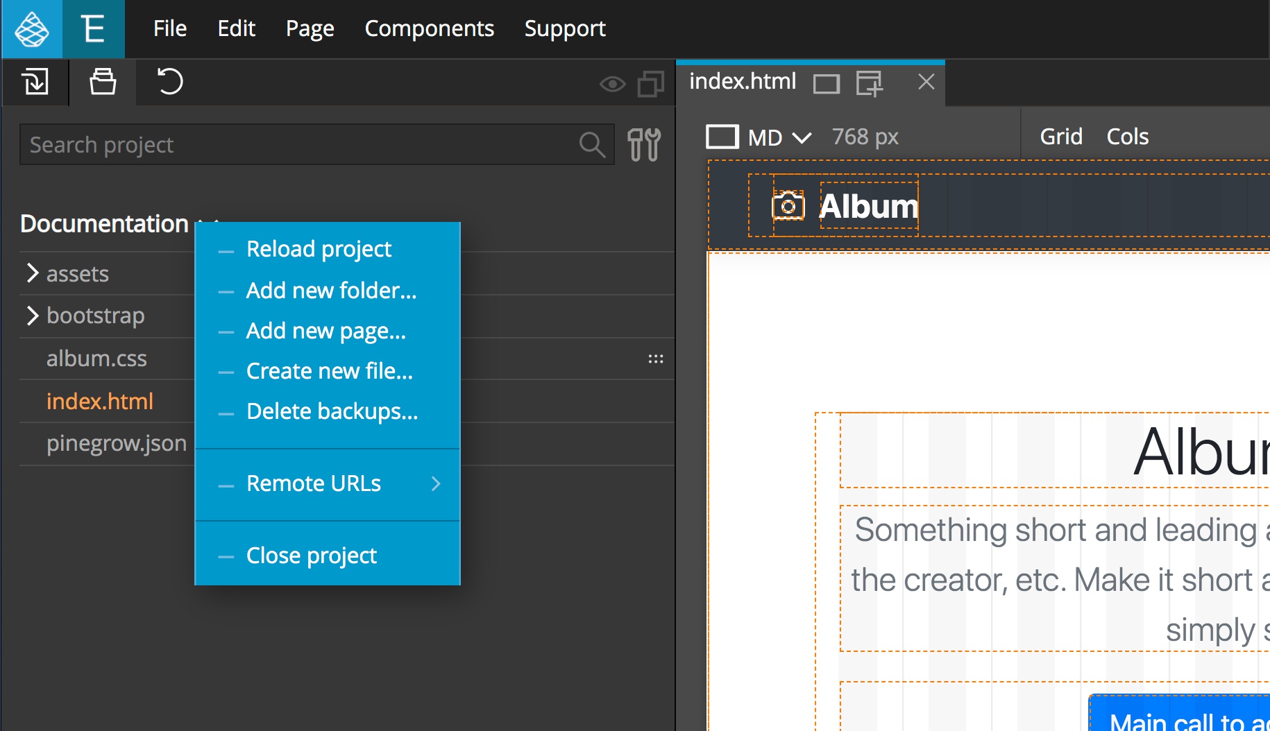 bootstrap studio change save path assets