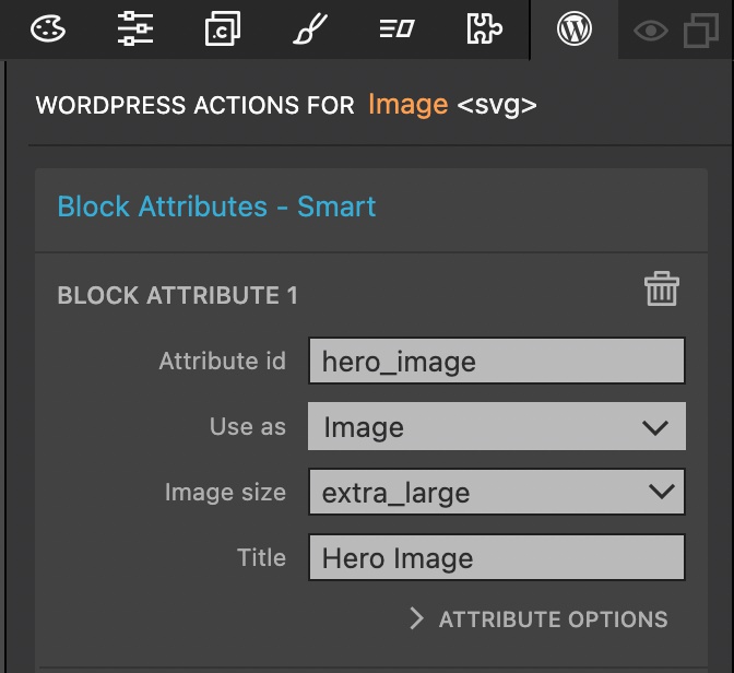 Image block attribute inputs in Pinegrow